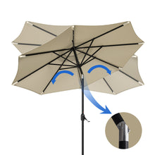 Load image into Gallery viewer, Beige 3m Patio Garden Parasol Sun Umbrella Sunshade Canopy With Solar LED Lights Parasols & Rain Umbrellas Living and Home