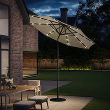 Load image into Gallery viewer, Beige 3m Patio Garden Parasol Sun Umbrella Sunshade Canopy With Solar LED Lights Parasols Living and Home