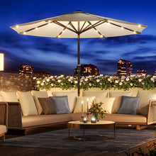 Load image into Gallery viewer, Beige 3m Patio Garden Parasol Sun Umbrella Sunshade Canopy With Solar LED Lights Parasols & Rain Umbrellas Living and Home