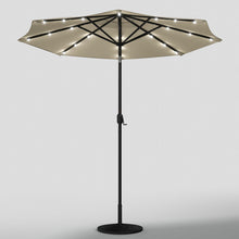 Load image into Gallery viewer, Beige 3m Patio Garden Parasol Sun Umbrella Sunshade Canopy With Solar LED Lights Parasols & Rain Umbrellas Living and Home