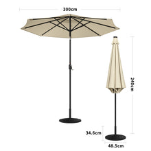 Load image into Gallery viewer, Beige 3m Patio Garden Parasol Sun Umbrella Sunshade Canopy With Solar LED Lights Parasols & Rain Umbrellas Living and Home Rattan Effect 14KG Resin tank base