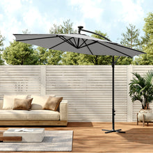 Load image into Gallery viewer, Outdoor 32 LED Lighted Patio Umbrella with Crank Lift System with Base