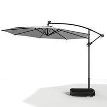 Load image into Gallery viewer, Outdoor 32 LED Lighted Patio Umbrella with Crank Lift System with Base
