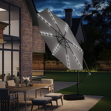 Load image into Gallery viewer, Light Grey 3m Iron Banana Umbrella Cantilever Garden Parasols with LED Lights Parasols Living and Home