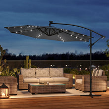 Load image into Gallery viewer, Outdoor 32 LED Lighted Patio Umbrella with Crank Lift System with Base