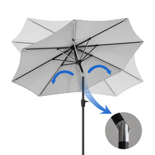 Load image into Gallery viewer, Light Grey 3M Lighted Market Sunbrella Umbrella with Solar Strip LED Lights Living and Home