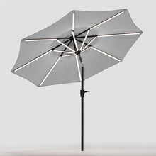Load image into Gallery viewer, Light Grey 3M Lighted Market Sunbrella Umbrella with Solar Strip LED Lights Parasols & Rain Umbrellas Living and Home