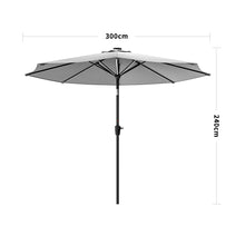 Load image into Gallery viewer, Light Grey 3M Lighted Market Sunbrella Umbrella with Solar Strip LED Lights Parasols & Rain Umbrellas Living and Home Parasol Only
