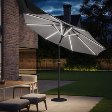 Load image into Gallery viewer, Light Grey 3M Lighted Market Sunbrella Umbrella with Solar Strip LED Lights Parasols Living and Home