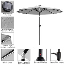 Load image into Gallery viewer, Light Grey 3M Lighted Market Sunbrella Umbrella with Solar Strip LED Lights Living and Home