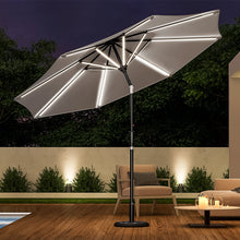 Load image into Gallery viewer, Light Grey 3M Lighted Market Sunbrella Umbrella with Solar Strip LED Lights Parasols & Rain Umbrellas Living and Home