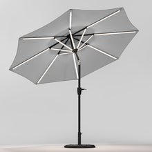 Load image into Gallery viewer, Light Grey 3M Lighted Market Sunbrella Umbrella with Solar Strip LED Lights Parasols & Rain Umbrellas Living and Home