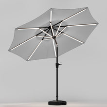 Load image into Gallery viewer, Light Grey 3M Lighted Market Sunbrella Umbrella with Solar Strip LED Lights Parasols & Rain Umbrellas Living and Home