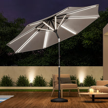Load image into Gallery viewer, Light Grey 3M Lighted Market Sunbrella Umbrella with Solar Strip LED Lights Parasols & Rain Umbrellas Living and Home