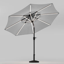 Load image into Gallery viewer, Light Grey 3M Lighted Market Sunbrella Umbrella with Solar Strip LED Lights Parasols & Rain Umbrellas Living and Home