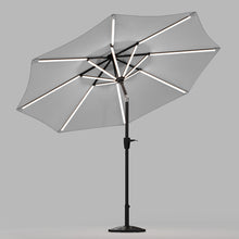 Load image into Gallery viewer, Light Grey 3M Lighted Market Sunbrella Umbrella with Solar Strip LED Lights Parasols & Rain Umbrellas Living and Home
