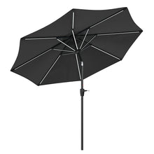 Load image into Gallery viewer, Black 3M Lighted Market Sunbrella Umbrella with Solar Strip LED Lights Parasols & Rain Umbrellas Living and Home