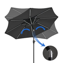 Load image into Gallery viewer, Black 3M Lighted Market Sunbrella Umbrella with Solar Strip LED Lights Parasols & Rain Umbrellas Living and Home
