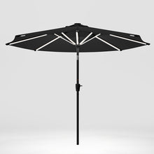 Load image into Gallery viewer, Black 3M Lighted Market Sunbrella Umbrella with Solar Strip LED Lights Parasols & Rain Umbrellas Living and Home