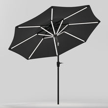 Load image into Gallery viewer, Black 3M Lighted Market Sunbrella Umbrella with Solar Strip LED Lights Parasols & Rain Umbrellas Living and Home