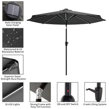 Load image into Gallery viewer, Black 3M Lighted Market Sunbrella Umbrella with Solar Strip LED Lights Parasols & Rain Umbrellas Living and Home