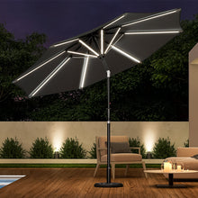 Load image into Gallery viewer, Black 3M Lighted Market Sunbrella Umbrella with Solar Strip LED Lights Parasols & Rain Umbrellas Living and Home