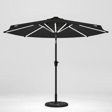 Load image into Gallery viewer, Black 3M Lighted Market Sunbrella Umbrella with Solar Strip LED Lights Parasols & Rain Umbrellas Living and Home