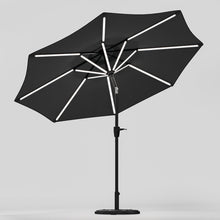Load image into Gallery viewer, Black 3M Lighted Market Sunbrella Umbrella with Solar Strip LED Lights Parasols & Rain Umbrellas Living and Home