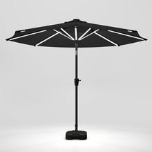 Load image into Gallery viewer, Black 3M Lighted Market Sunbrella Umbrella with Solar Strip LED Lights Parasols & Rain Umbrellas Living and Home