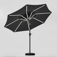 Load image into Gallery viewer, Black 3M Lighted Market Sunbrella Umbrella with Solar Strip LED Lights Parasols & Rain Umbrellas Living and Home