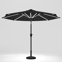 Load image into Gallery viewer, Black 3M Lighted Market Sunbrella Umbrella with Solar Strip LED Lights Parasols & Rain Umbrellas Living and Home