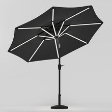 Load image into Gallery viewer, Black 3M Lighted Market Sunbrella Umbrella with Solar Strip LED Lights Parasols & Rain Umbrellas Living and Home