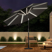 Load image into Gallery viewer, Black 3M Lighted Market Sunbrella Umbrella with Solar Strip LED Lights Parasols & Rain Umbrellas Living and Home