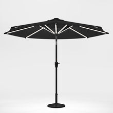Load image into Gallery viewer, Black 3M Lighted Market Sunbrella Umbrella with Solar Strip LED Lights Parasols & Rain Umbrellas Living and Home