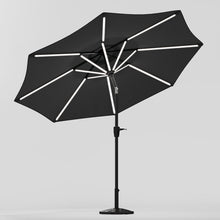 Load image into Gallery viewer, Black 3M Lighted Market Sunbrella Umbrella with Solar Strip LED Lights Parasols & Rain Umbrellas Living and Home