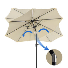 Load image into Gallery viewer, Beige 3M Lighted Market Sunbrella Umbrella with Solar Strip LED Lights Parasols & Rain Umbrellas Living and Home
