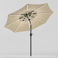 Load image into Gallery viewer, Beige 3M Lighted Market Sunbrella Umbrella with Solar Strip LED Lights Parasols & Rain Umbrellas Living and Home