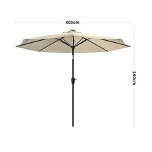 Load image into Gallery viewer, Beige 3M Lighted Market Sunbrella Umbrella with Solar Strip LED Lights Parasols & Rain Umbrellas Living and Home Parasol Only