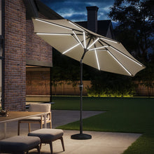 Load image into Gallery viewer, Beige 3M Lighted Market Sunbrella Umbrella with Solar Strip LED Lights Parasols Living and Home