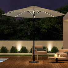 Load image into Gallery viewer, Beige 3M Lighted Market Sunbrella Umbrella with Solar Strip LED Lights Parasols & Rain Umbrellas Living and Home