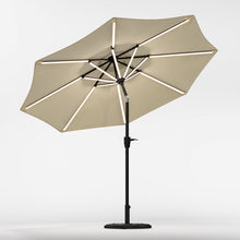 Load image into Gallery viewer, Beige 3M Lighted Market Sunbrella Umbrella with Solar Strip LED Lights Parasols & Rain Umbrellas Living and Home