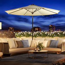 Load image into Gallery viewer, Beige 3M Lighted Market Sunbrella Umbrella with Solar Strip LED Lights Parasols & Rain Umbrellas Living and Home