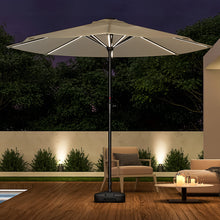 Load image into Gallery viewer, Beige 3M Lighted Market Sunbrella Umbrella with Solar Strip LED Lights Parasols & Rain Umbrellas Living and Home