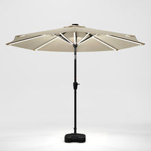 Load image into Gallery viewer, Beige 3M Lighted Market Sunbrella Umbrella with Solar Strip LED Lights Parasols & Rain Umbrellas Living and Home