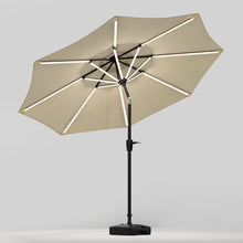 Load image into Gallery viewer, Beige 3M Lighted Market Sunbrella Umbrella with Solar Strip LED Lights Parasols & Rain Umbrellas Living and Home
