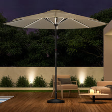 Load image into Gallery viewer, Beige 3M Lighted Market Sunbrella Umbrella with Solar Strip LED Lights Parasols & Rain Umbrellas Living and Home