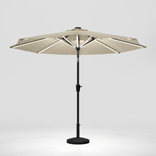 Load image into Gallery viewer, Beige 3M Lighted Market Sunbrella Umbrella with Solar Strip LED Lights Parasols & Rain Umbrellas Living and Home