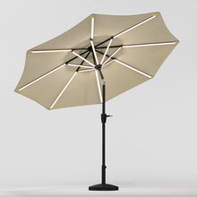 Load image into Gallery viewer, Beige 3M Lighted Market Sunbrella Umbrella with Solar Strip LED Lights Parasols & Rain Umbrellas Living and Home