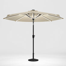 Load image into Gallery viewer, Beige 3M Lighted Market Sunbrella Umbrella with Solar Strip LED Lights Parasols & Rain Umbrellas Living and Home