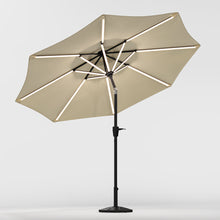 Load image into Gallery viewer, Beige 3M Lighted Market Sunbrella Umbrella with Solar Strip LED Lights Parasols & Rain Umbrellas Living and Home